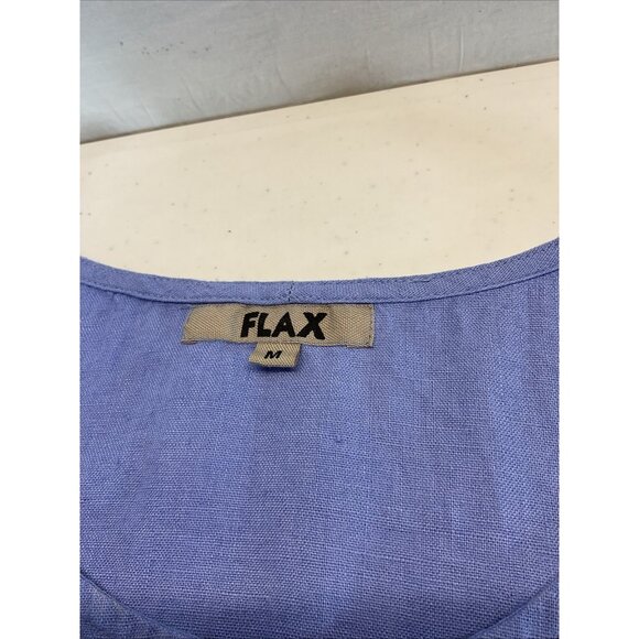 Flax Women’s Summer Blue Linen Midi‎ tank Dress sz M Lagenlook artsy oversized - Picture 3 of 10
